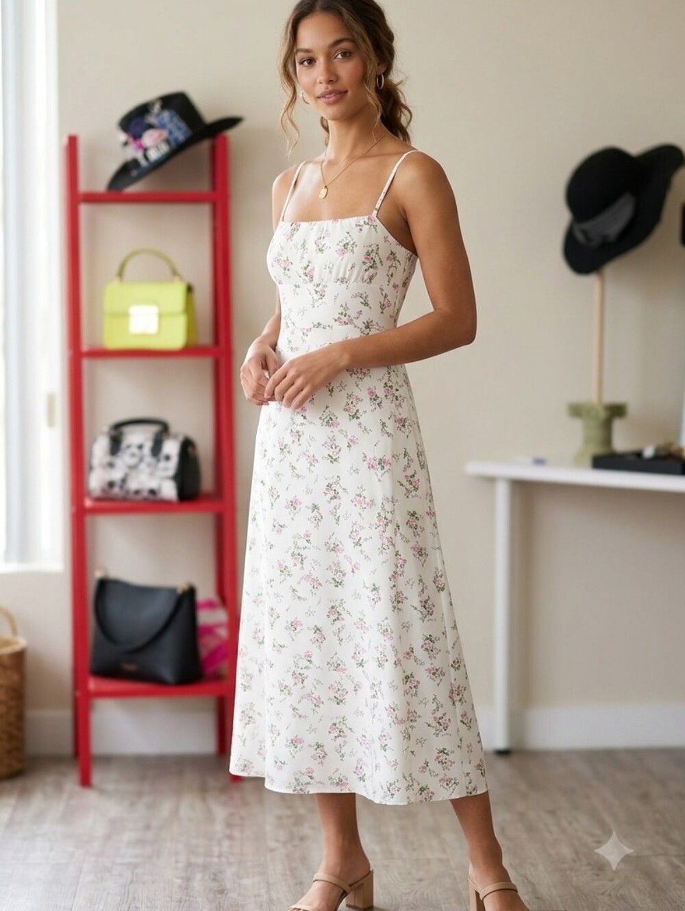 Enchanted Garden Floral Midi Dress